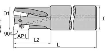 orpusy narzędzi 6800 ąt przystawienia 90. Doskonała jakość powierzchni obrobionej. ożliwość frezowania wgłębnego. 6800 zamówieniowy oznaczenie katalogowe D1 D L L2 Ap1 maks.