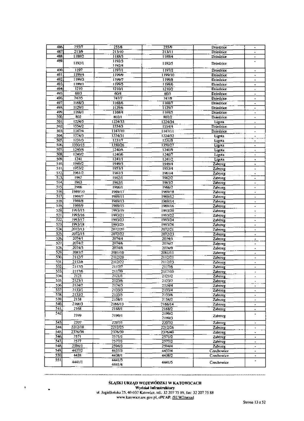 486 255/7 255/8 255/9 487 213/9 213/10 213/11 488 1188/2 1188/3 1188/4 489 1192/3 1192/1 1192/4 1192/5 490 1197 1197/1 1197/2 491 1199/4 1199/9 1199/10 492 1199/3 1199/7 1199/8 493 L199/1 1199/5