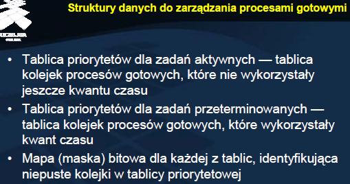 Struktury danych do zarządzania procesami gotowymi Mechanizm szeregowania w jądrze 2.6 (2.