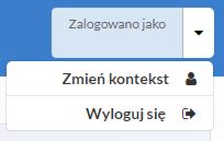 możesz rozwinąć menu i wybrać jedną z dwóch dostępnych opcji Rysunek 15 Menu logowania Zmiana kontekstu logowania
