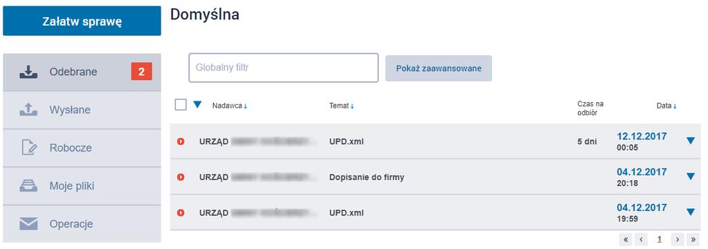 Strona 24 Rysunek 28 Widok dokumentów odebranych na epuap Wybierz odpowiednią pozycję z listy, klikając na nią, wówczas pozycja