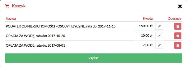 Strona 34 W każdym momencie możesz podejrzeć zawartość koszyka, klikając na (Rysunek 46). Aby zamknąć koszyk, kliknij. Jeśli chcesz usunąć pozycję z koszyka, kliknij na ikonę kosza.
