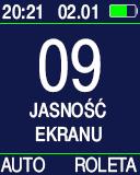 lub joystickiem znak, który chcemy zmienić (pozycja migająca zaznaczona jest szarym prostokątem) i zatwierdzić joystickiem lub przyciskiem.