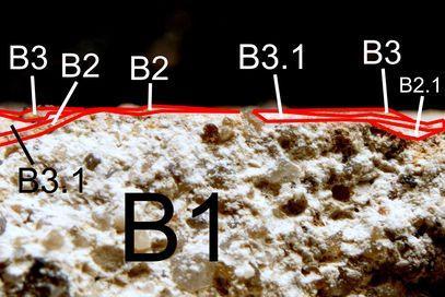 powierzchni dekoracji sgraffito (próbka B) B1 -
