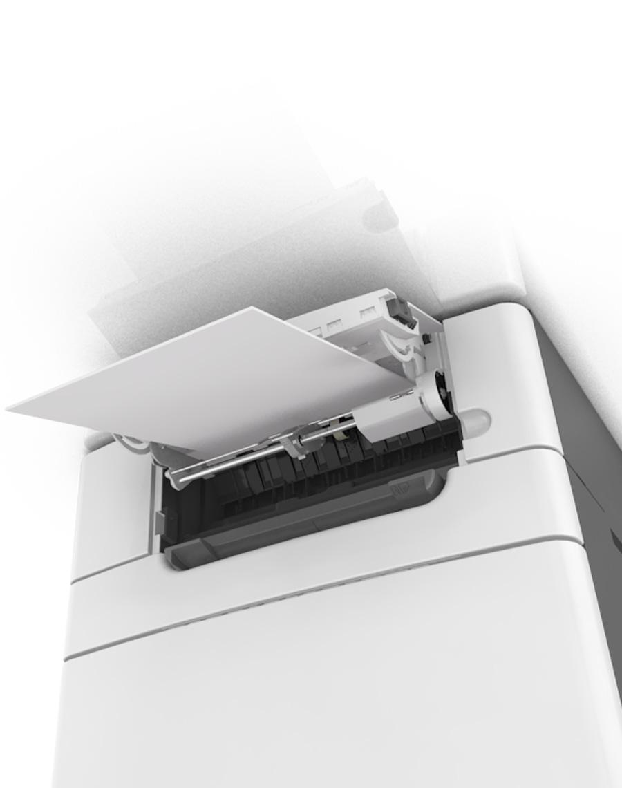 Usuwanie zacięć 134 Zacięcie papieru w podajniku uniwersalnym 1 Usuń papier z podajnika uniwersalnego. 2 Wyjmij zacięty papier.
