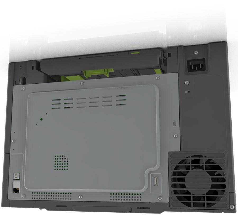 Dodatkowa konfiguracja drukarki 21 2 1 3 4 Użyj Działanie 1 Port USB drukarki Podłączenie drukarki do komputera. 2 Ethernet, port Podłączenie drukarki do sieci.