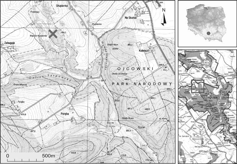 148 M. Wojenka, M. T. Krajcarz, A. Szczepanek, J. Wilczyński Ryc. 1. Lokalizacja jaskini Tunel Wielki. Oprac. Michał Wojenka Fig. 1. Location of the Tunel Wielki Cave.