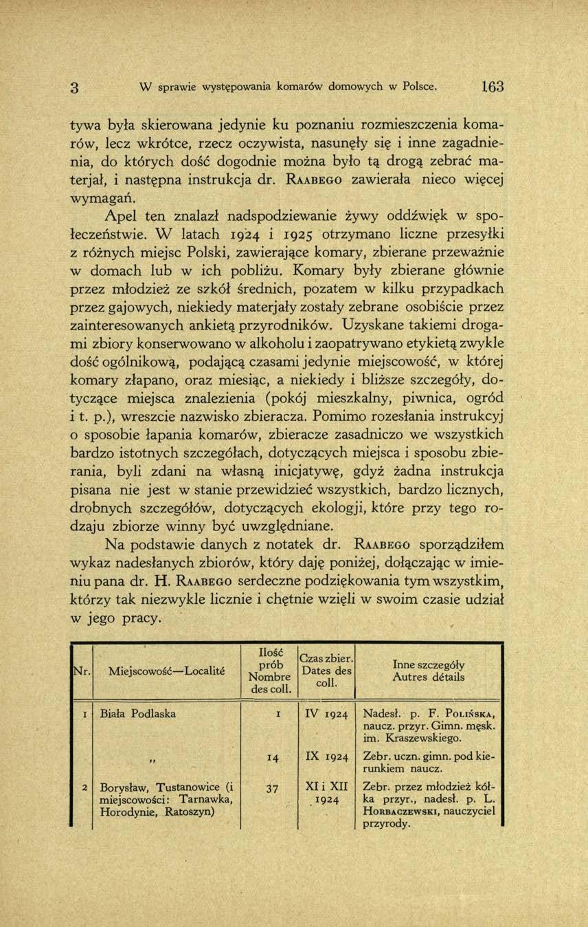 3 W sprawie występowania komarów domowych w Polsce.