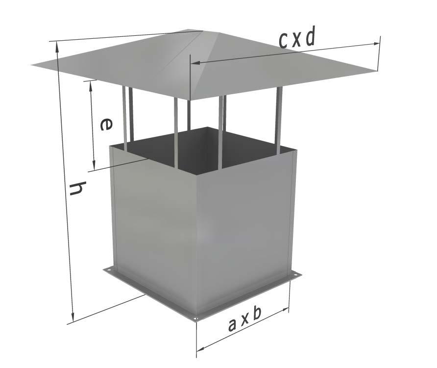 Wyrzutnie przeznaczone są do montowania jako zakończenie przewodów wentylacyjnych prostokątnych. Wykonana z blachy stalowej ocynkowanej.