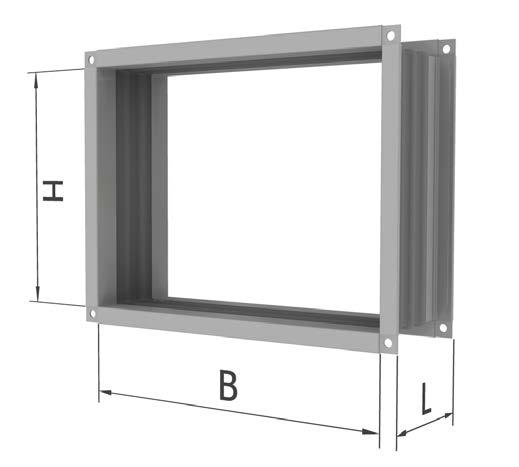 Kołnierze z profila wg systemu METU: dla wielkości do 950 mm profil o wysokości 20 mm dla wielkości powyżej 950 mm profil o wysokości 30 mm TYPOWE WIELKOŚCI Szerokość B [mm] Wyskokość H [mm] 200 250