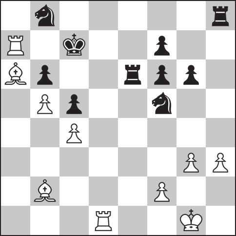 Ff7 Rf7 50.Fc5 Hd7 51.Fb4 Td5 52.Tc7 Th5 53.Rg2 Re6 54.Tc6 Rf7 55.b6 Tb5 56.Tc7 Re6 57.b7 h6 58.Rf2 h5 59.f4 g6 60.Re3 Hb8 61.Rd4 Td5 62.Rc4 Td7 63.Td7 Rd7 64.Rd5 Rc7 65. Fd6 i czarne poddały się.