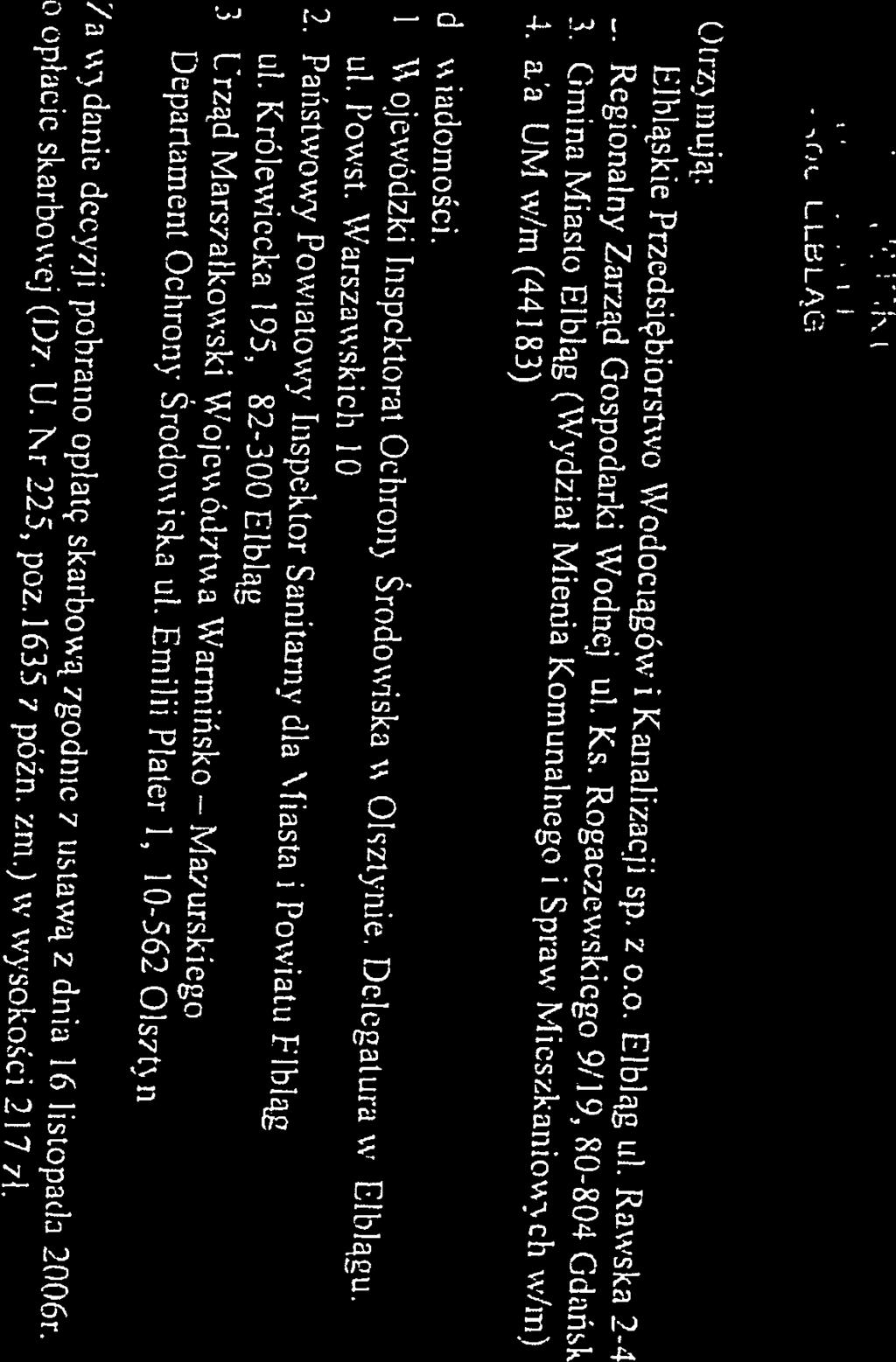 do WU1dOflOSCi 4, a1a UM w/m (44 83) 3, Gmina Miasto Elbląg (Wydział Mienia Komunalnego i Spraw Mieszkaniowych w/in Regionalny Zarząd Gospodarki Wodnc ul Ks.