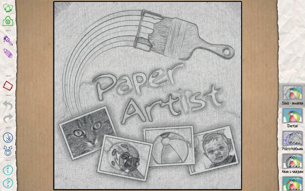 Multimedia Paper Artist Można użyć tej aplikacji, aby sprawić, by obrazy wyglądały jak ilustracje z zabawnymi efektami lub ramkami. Dotknij Paper Artist na ekranie aplikacji.