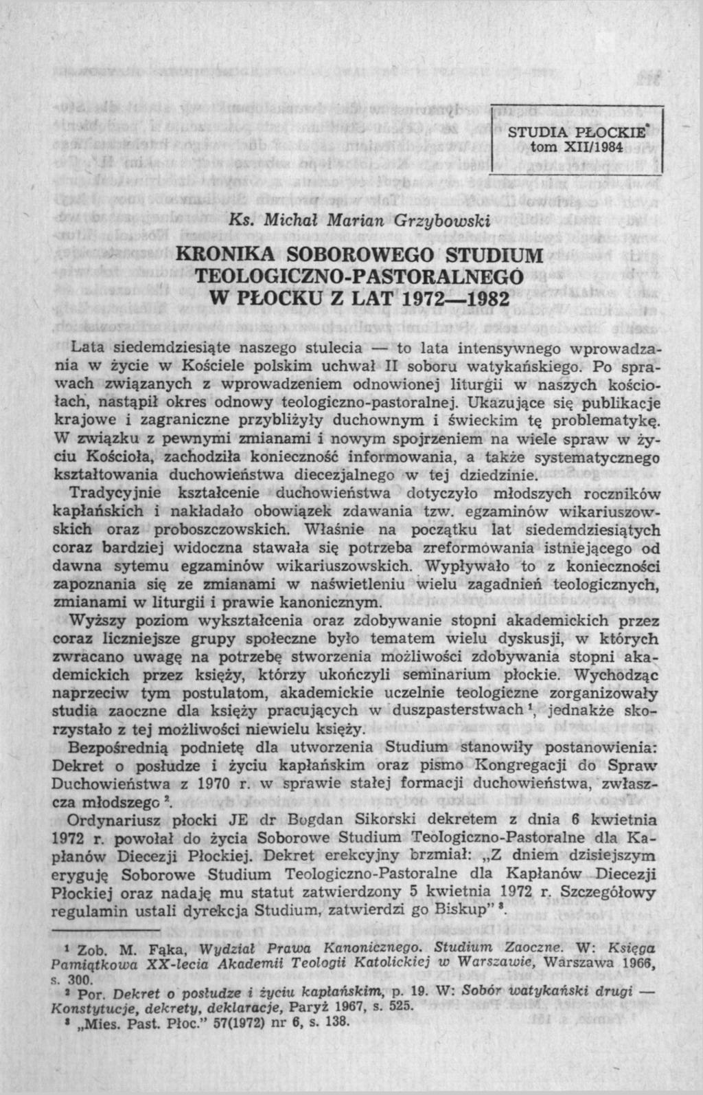 STUDIA PŁOCKIE* tom XII/1984 Ks.