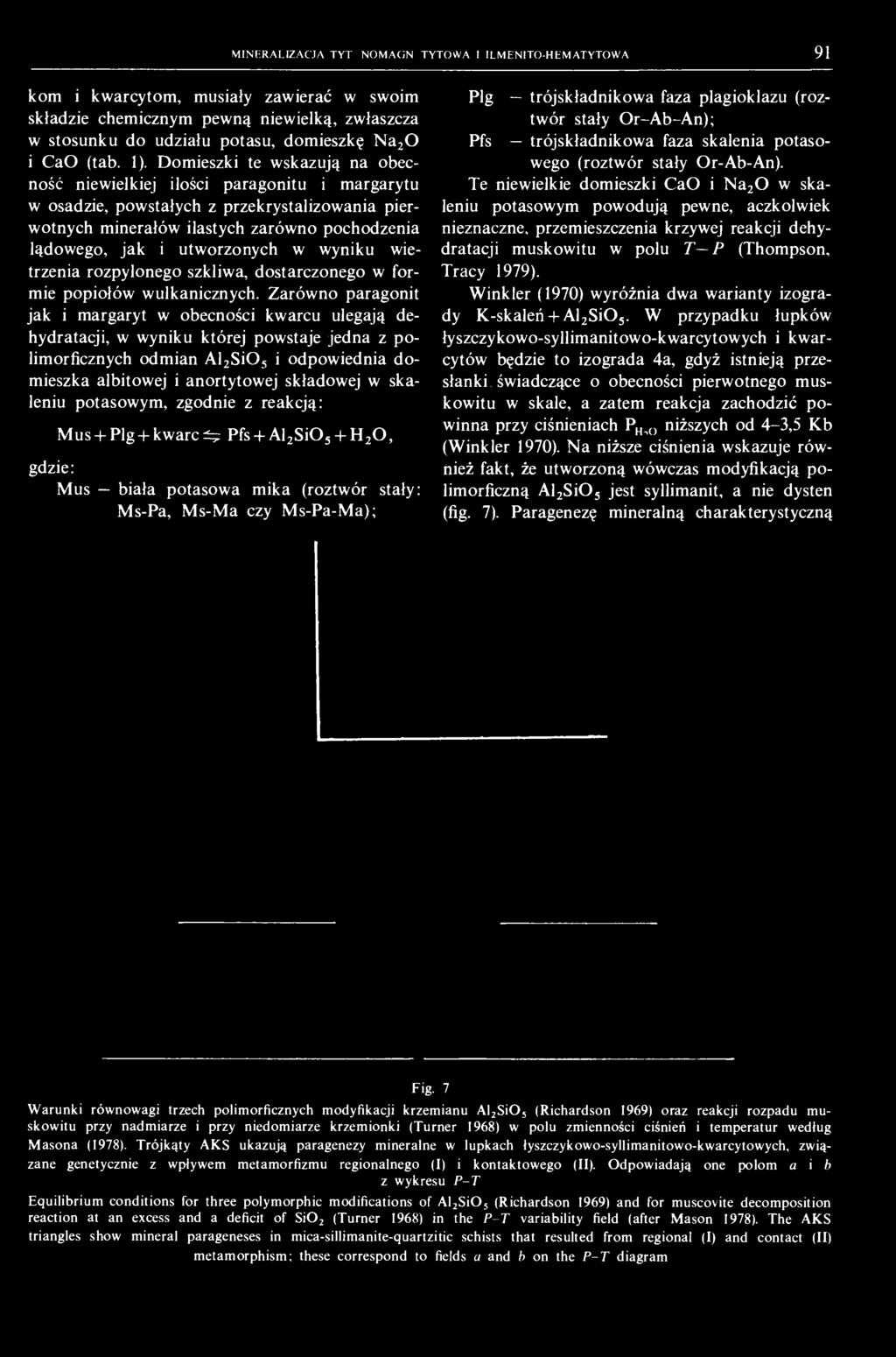 MINERALIZACJA TYTYNOMAGNFTYTOWA I ILMENITO-HEM ATYTOWA 9 1 kom i kwarcytom, musiały zawierać w swoim składzie chemicznym pewną niewielką, zwłaszcza w stosunku do udziału potasu, domieszkę Na 2 0 i