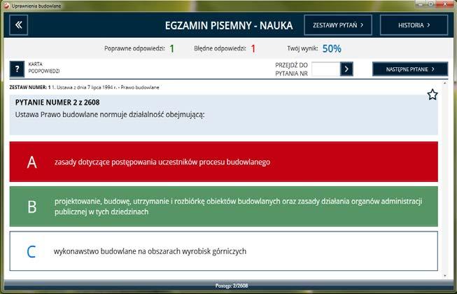 11. Opis funkcji programu dla poszczególnych trybów (nauka, egzamin, statystyki): TRYB NAUKA: Karta podpowiedzi dostępna w trybie NAUKA (podpowiedzi w formie obrazków, tabel oraz tekstu).