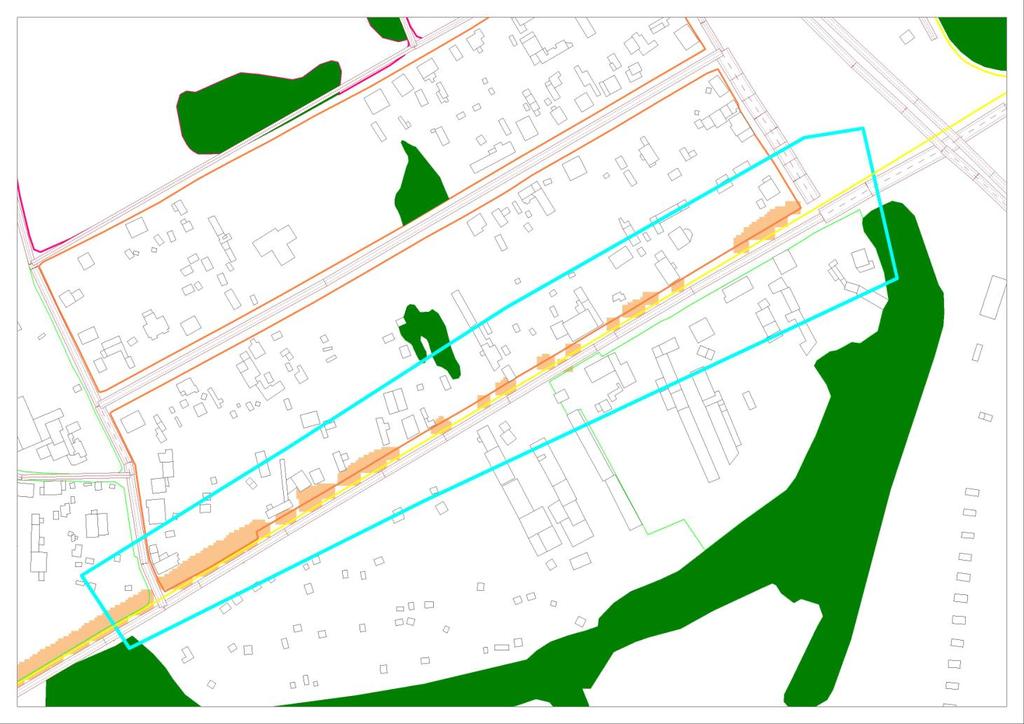 Mapa rozkładu przekroczeń wskaźnika Ln przed zastosowaniem działań Programu Obszar