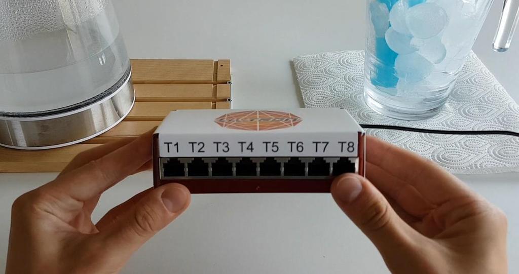 LiVs8xDS bezprzewodowa stacja pomiaru temperatur Długość termometrów: Zasilanie: Zakres pomiaru temperatury: 150 x 86 x 60 mm Do 20 m 5V DC (port USB) RF 433 MHz Od -55 C do 125 C [+/- 0,2 C] Model: