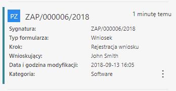 Dodatkowe informacje takie jak sygnatura elementu, czas ostatniej aktualizacji, stan oflagowania oraz wskaźnik nowego zadania pomagają w szybkiej identyfikacji zadania.