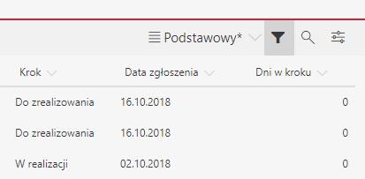 W przypadku kolumn typu liczbowego lub tekstowego filtr wartości pozwala wybrać jedną lub kilka wartości występujących na raporcie i w ten sposób zawężać wyświetlane dane.