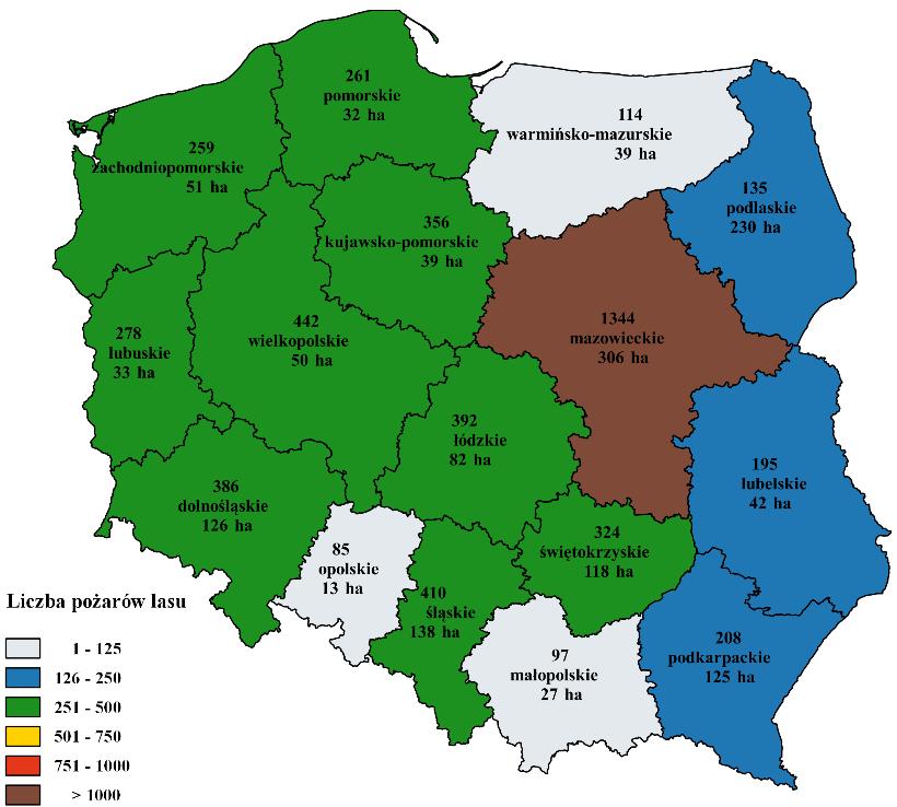 Liczba pożarów lasu i