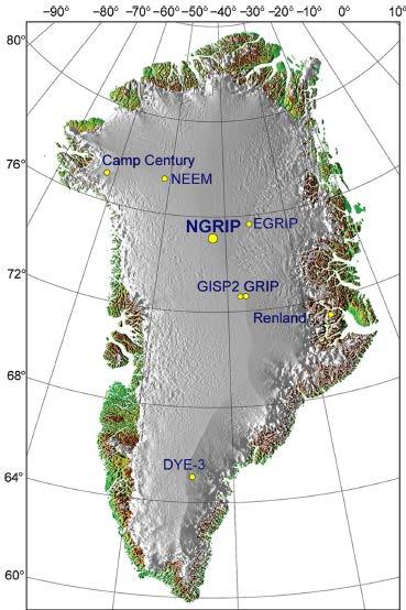GSSP holocenu, grenlandu i northgripu Dolna granica holocenu i grenlandu: wiercenie NGRIP2 (75,10 N i 42,32 W) Dolna granica northgripu: wiercenie NGRIP1 (75,10 N, 42,32 W) Stosunkowo niskie tempo