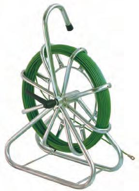 Urządzenia do wciągania przewodów, akcesoria Wciągarka do kabli FOX Wciągarka do przewodów FOX z włókna szklanego Ø 4,5 mm w zielonej osłonie PP RAL 6018, z ocynkowanym bębnem do nawijania Ø 330 mm,