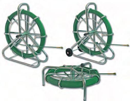 Urządzenia do wciągania przewodów, akcesoria Wciągarki do przewodów SIX Wciągarki do przewodów SIX z włókna szklanego Ø 6,0 mm w zielonej osłonie PP RAL 6018, z ocynkowanym bębnem do nawijania Ø 550