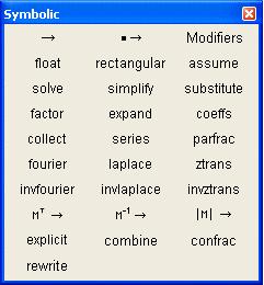 Psek nrzędziowy Symolic [View Toolrs Mth Symolic] Psek nrzędziowy Modifier [Symolic Modifiers] Słow kluczowe możn wprowdzić z pomocą psk nrzędziowego [Symolic] lu ezpośrednio z klwitury.