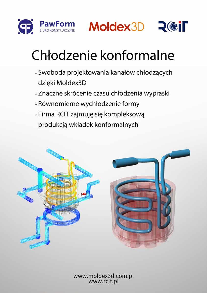 ORUM ARZĘDZIOWE OBERO Chłodzenie konformalne owe otwarcie w druku 3D Chłodzenie konformalne w narzędziach wtryskowych jest znaną metodą podnoszenia wydajności i jakości procesu wtrysku.