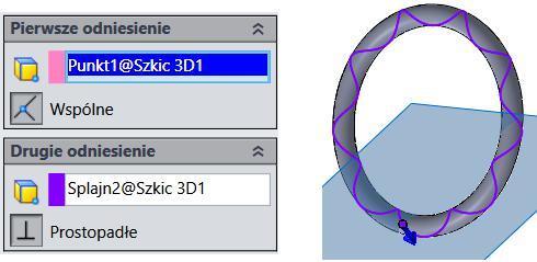 Szkic 3D zawierający skonwertowaną krzywą (rysunek 18.7): na pasku Szkic rozwiń Szkic i kliknij Szkic 3D, zaznacz krzywą i kliknij Konwertuj elementy.