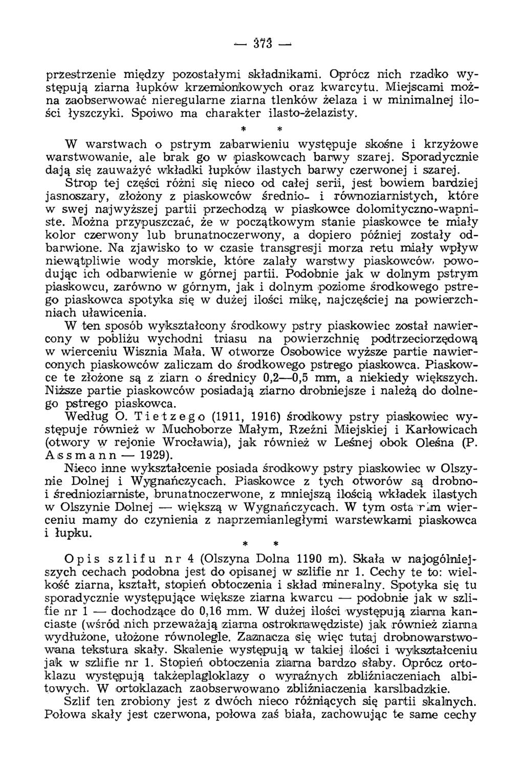 m przestrzenie m iędzy pozostałym i składnikami. Oprócz nich rzadko w y stępują ziarna łupków krzem ionkowych oraz kwarcytu.