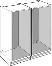 Drzwi mebla u Przy montażu Side-by-Side, gdy dwa urządzenia znajdują się obok siebie, należy zamontować każde urządzenie w osobnej szafce meblowej.