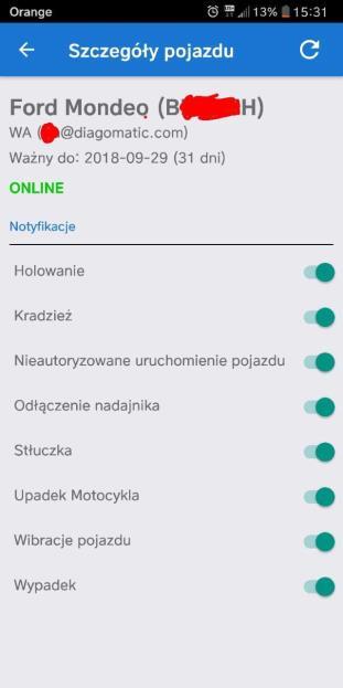 6 6. Przypisany kierowca do pojazdu aktualnie przypisany (zameldowany) kierowca do pojazdu. Identyfikowany jest poprzez Pseudonim oraz adres E-mail. Pseudonim Adres E-mail 7.