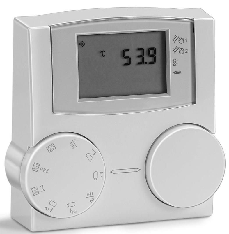 Wskazania parametrów instalacji grzewczej Wprowadzanie parametrów obiegu grzewczego Regulacja temperatury pomieszczenia Automatyczna adaptacja krzywej charakterystyki ogrzewania (nie dotyczy Lago FB)