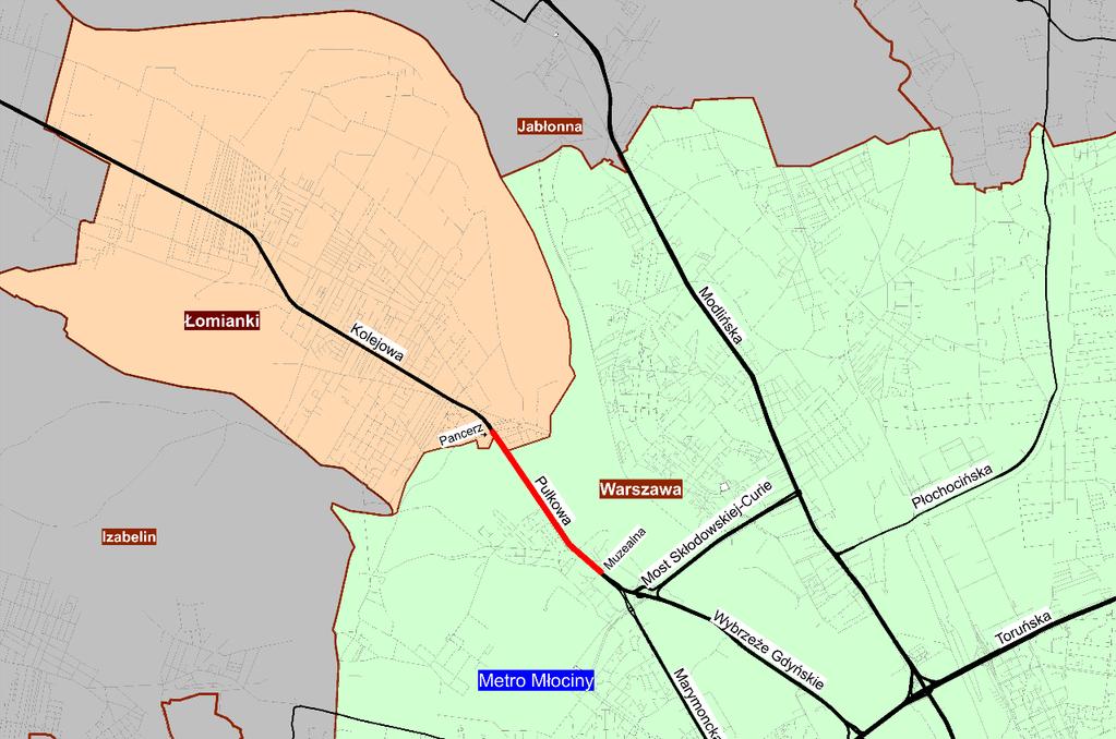 Koncepcja wybudowania buspasa na DK7, pomiędzy Łomiankami a Warszawą, w ciągu ulic: Kolejowej i Pułkowej 5 Rys. 2.