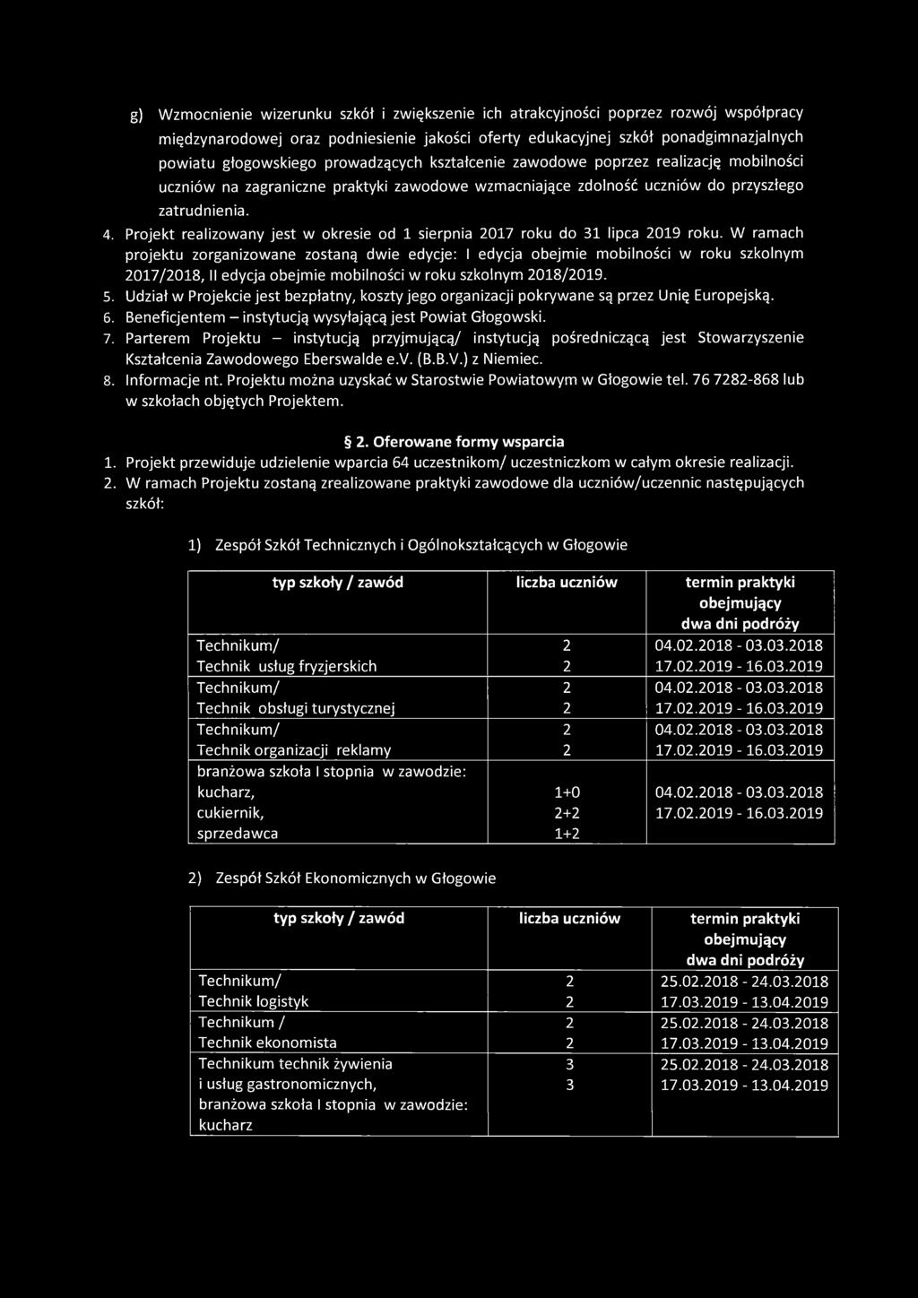 Projekt realizowany jest w okresie od 1 sierpnia 2017 roku do B I lipca 2019 roku.