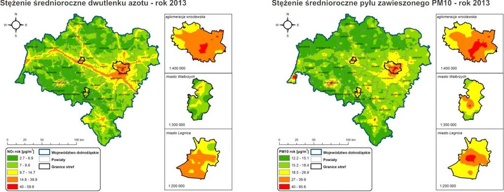 powietrza na Dolnym Śląsku, w roku 2013.