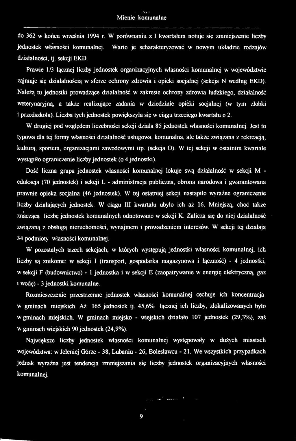 Jest to typowa dla tej formy własności działalność usługowa, komunalna, ale także związana z rekreacją, kulturą, sportem, organizacjami zawodowymi itp. (sekcja O).