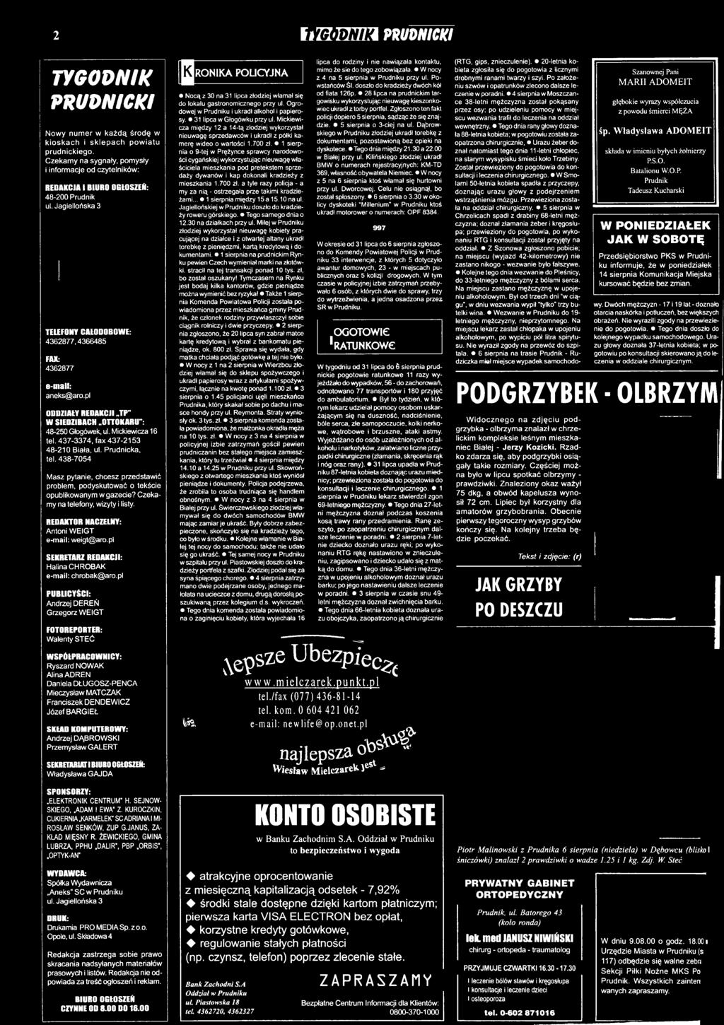 pl SEKRETARZ REDAKCJI: Halina CHROBAK e-mail: chrobak@aro.