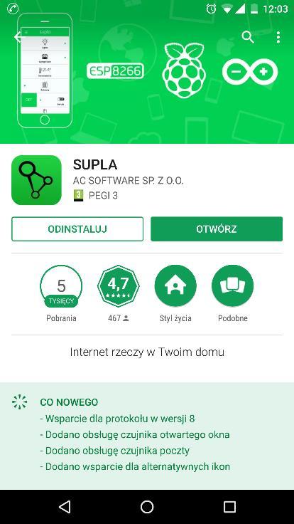 Instalowanie aplikacji na urządzeniu mobilnym DLA SYSTEMU ANDROID Wyszukaj w sklepie