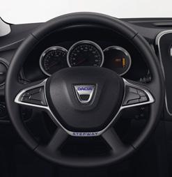 Dacia Sandero Stepway Stepway Laureate NAJWAŻNIEJSZE ELEMENTY WYPOSAŻENIA STEPWAY LAUREATE = LAUREATE + Dwukolorowy przedni i tylny zderzak Zewnętrzne klamki drzwi w kolorze czarnym Stalowe obręcze