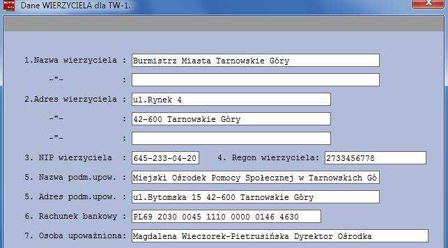 Rys. Okno edycji danych załącznika Tytuły wykonawcze po uzupełnieniu danych.