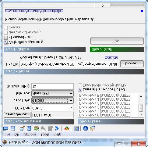 14 ZL32ARM Zestaw uruchomieniowy z mikrokontrolerem LPC1114 i wbudowanym programatorem Programowanie pamięci Do programowania pamięci mikrokontrolera LPC1114 należy wykorzystać aplikację Flash Magic.