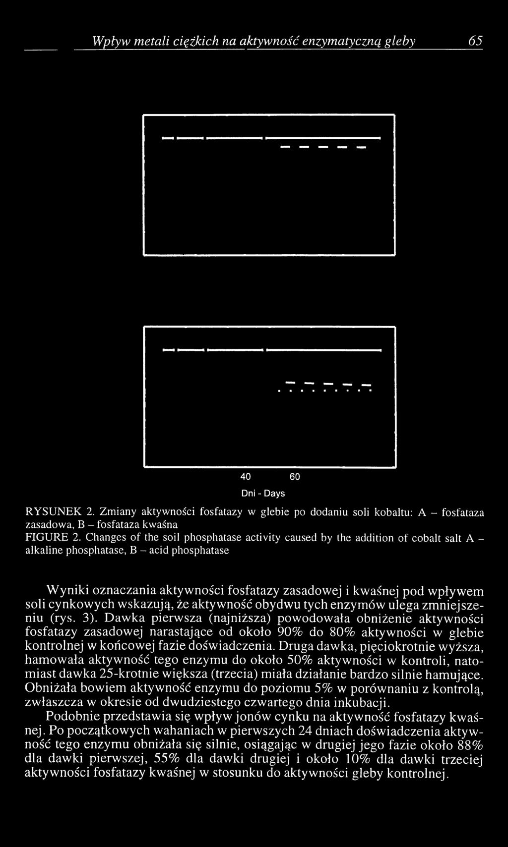 Changes o f the soil phosphatase activity caused by the addition of cobalt salt A - alkaline phosphatase, В - acid phosphatase Wyniki oznaczania aktywności fosfatazy zasadowej i kwaśnej pod wpływem