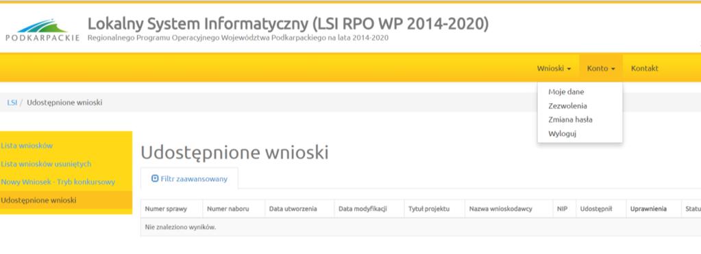 1.4.2 Konto 1.4.2.1 Moje dane Widok przedstawiający formularz z danymi wprowadzonymi podczas rejestracji w systemie.