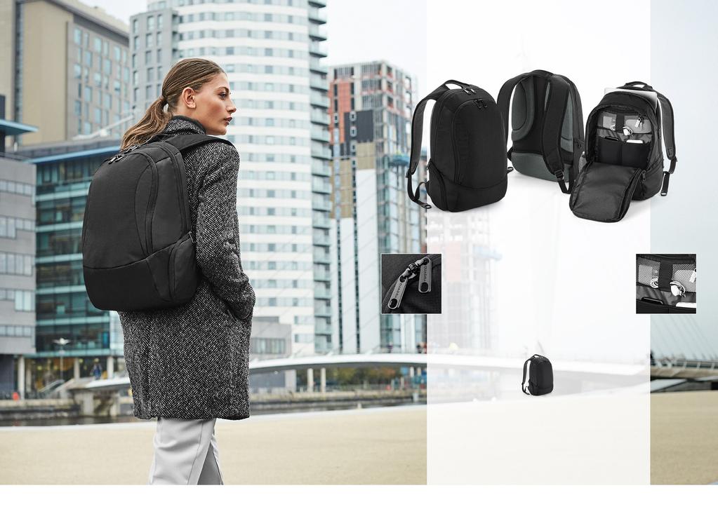 QD906 PLECAK NA LAPTOPA VESSEL SLIMLINE Poliester 600D Micro Rip-Stop Odczepiana metka TearAway ułatwiająca przemetkowanie Kieszeń na laptopa z wyściółką i dostępem z zewnątrz Kieszeń na laptopa z