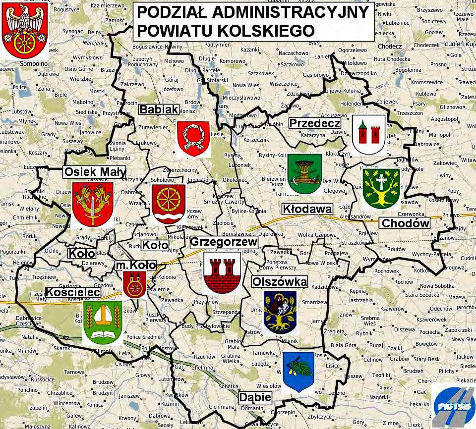 Powiat Kolski Mapa 9. Podział administracyjny Powiatu Kolskiego Źródło: Opracowanie własne Charakterystyka Gmin wchodzących w skład Powiatu Kolskiego: Obszar Powierzchnia Ludność wg GUS stan na 31.