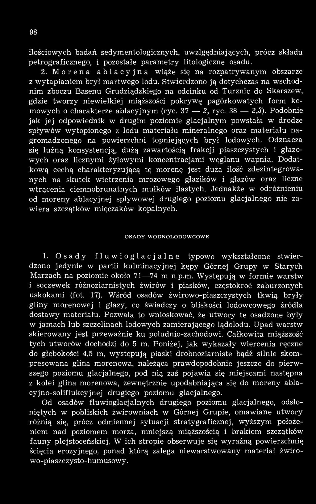 Stwierdzono ją dotychczas na wschodnim zboczu Basenu Grudziądzkiego na odcinku od Turznic do Skarszew, gdzie tworzy niewielkiej miąższości pokrywę pagórkowatych form kemowych o charakterze ablacyjnym