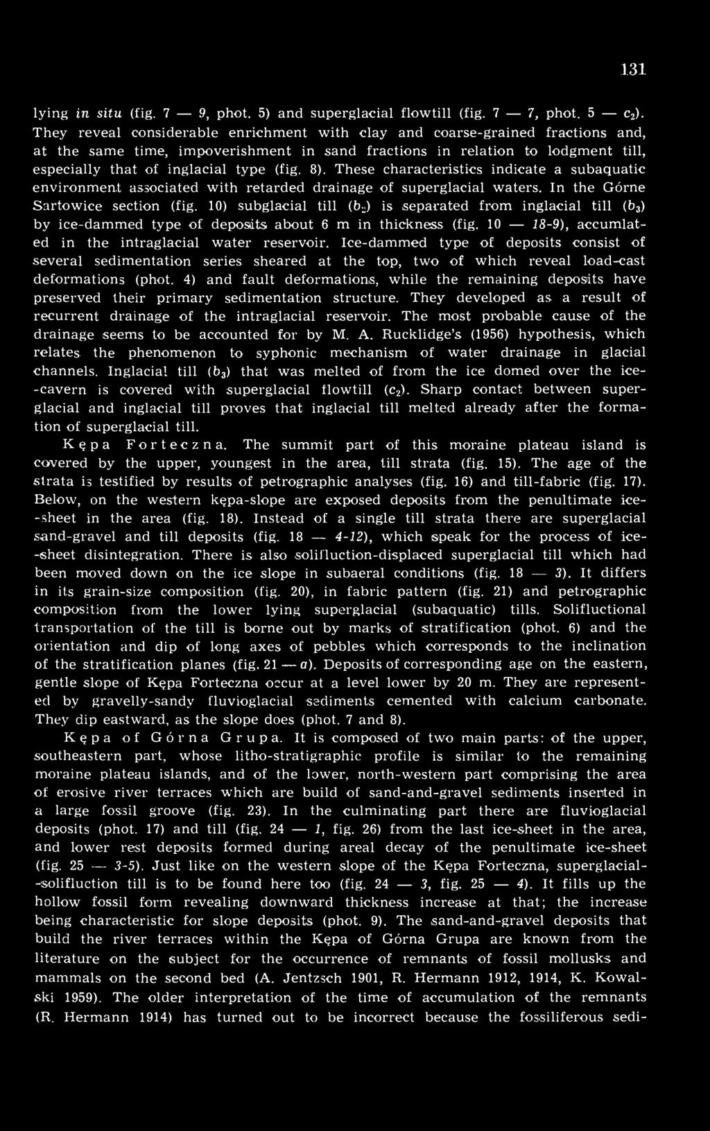 8). These characteristics indicate a subaquatic environment associated with retarded drainage of superglacial waters. In the Górne Sartowice section (fig.